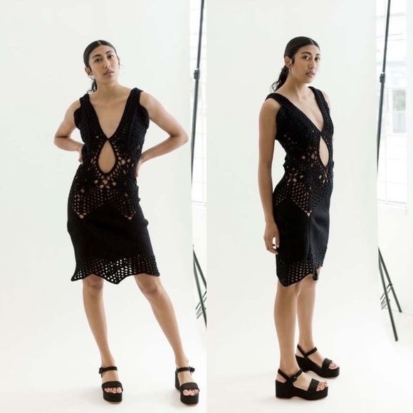Tach Clothing New With Tags Fauna Crochet Dress In Black Size Large - Picture 14 of 15